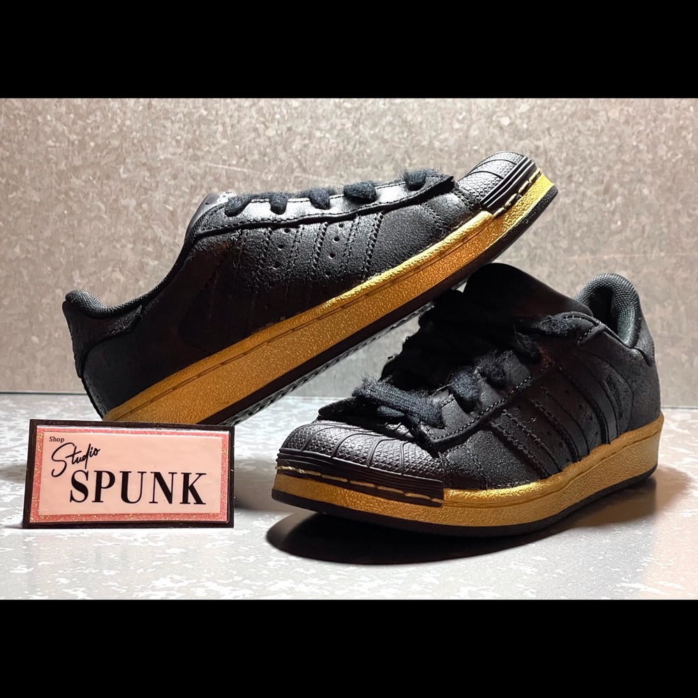Adidas Superstar , Black and Gold , Kid’s Size 12